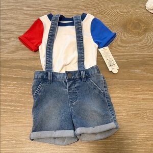 NWT Cat&Jack Kids Denim Shorts with Suspenders 12M